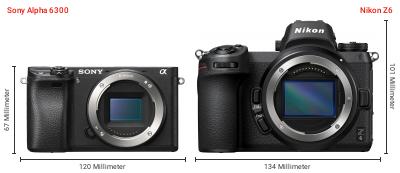Größenvergleich: Sony Alpha 6300 vs. Nikon Z6 Größenvergleich: Sony Alpha 6300 vs. Nikon Z6