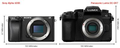 Größenvergleich: Sony Alpha 6300 vs. Panasonic Lumix DC-G97