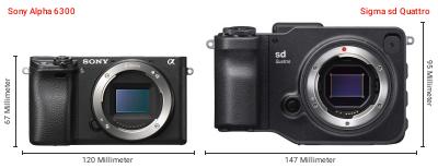 Größenvergleich: Sony Alpha 6300 vs. Sigma sd Quattro Größenvergleich: Sony Alpha 6300 vs. Sigma sd Quattro