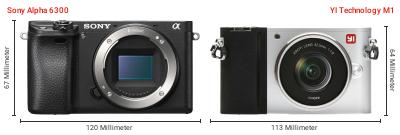 Größenvergleich: Sony Alpha 6300 vs. YI Technology M1 Größenvergleich: Sony Alpha 6300 vs. YI Technology M1