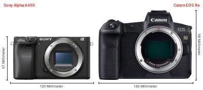 Größenvergleich: Sony Alpha 6400 vs. Canon EOS Ra Größenvergleich: Sony Alpha 6400 vs. Canon EOS Ra