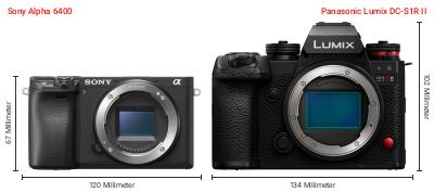 Größenvergleich: Sony Alpha 6400 vs. Panasonic Lumix DC-S1R II