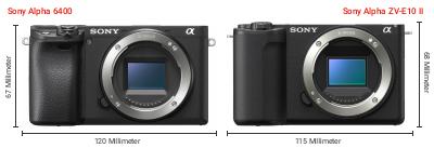 Größenvergleich: Sony Alpha 6400 vs. Sony Alpha ZV-E10 II