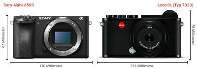 Größenvergleich: Sony Alpha 6500 vs. Leica CL (Typ 7323) Größenvergleich: Sony Alpha 6500 vs. Leica CL (Typ 7323)