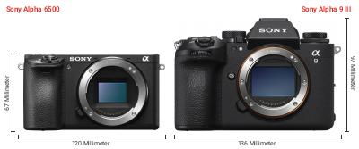 Größenvergleich: Sony Alpha 6500 vs. Sony Alpha 9 III