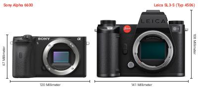 Größenvergleich: Sony Alpha 6600 vs. Leica SL3-S (Typ 4506) Größenvergleich: Sony Alpha 6600 vs. Leica SL3-S (Typ 4506)