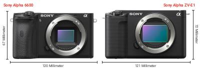 Größenvergleich: Sony Alpha 6600 vs. Sony Alpha ZV-E1 Größenvergleich: Sony Alpha 6600 vs. Sony Alpha ZV-E1