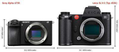 Größenvergleich: Sony Alpha 6700 vs. Leica SL3-S (Typ 4506) Größenvergleich: Sony Alpha 6700 vs. Leica SL3-S (Typ 4506)