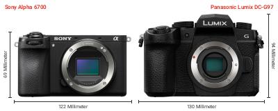 Größenvergleich: Sony Alpha 6700 vs. Panasonic Lumix DC-G97