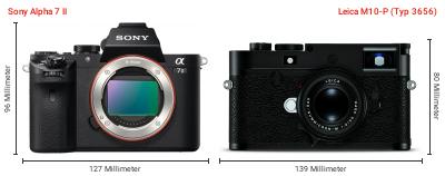 Größenvergleich: Sony Alpha 7 II vs. Leica M10-P (Typ 3656) Größenvergleich: Sony Alpha 7 II vs. Leica M10-P (Typ 3656)