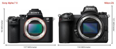 Größenvergleich: Sony Alpha 7 II vs. Nikon Z6 Größenvergleich: Sony Alpha 7 II vs. Nikon Z6