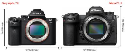 Größenvergleich: Sony Alpha 7 II vs. Nikon Z6 III Größenvergleich: Sony Alpha 7 II vs. Nikon Z6 III