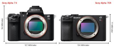 Größenvergleich: Sony Alpha 7 II vs. Sony Alpha 7CR Größenvergleich: Sony Alpha 7 II vs. Sony Alpha 7CR