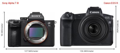 Größenvergleich: Sony Alpha 7 III vs. Canon EOS R Größenvergleich: Sony Alpha 7 III vs. Canon EOS R