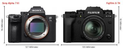 Größenvergleich: Sony Alpha 7 III vs. Fujifilm X-T4 Größenvergleich: Sony Alpha 7 III vs. Fujifilm X-T4