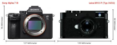 Größenvergleich: Sony Alpha 7 III vs. Leica M10-P (Typ 3656) Größenvergleich: Sony Alpha 7 III vs. Leica M10-P (Typ 3656)