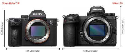 Größenvergleich: Sony Alpha 7 III vs. Nikon Z6 Größenvergleich: Sony Alpha 7 III vs. Nikon Z6