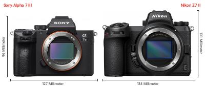Größenvergleich: Sony Alpha 7 III vs. Nikon Z7 II Größenvergleich: Sony Alpha 7 III vs. Nikon Z7 II
