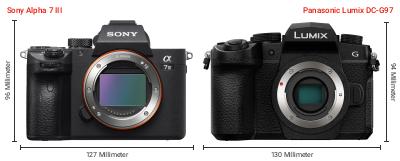 Größenvergleich: Sony Alpha 7 III vs. Panasonic Lumix DC-G97 Größenvergleich: Sony Alpha 7 III vs. Panasonic Lumix DC-G97