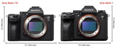 Größenvergleich: Sony Alpha 7 III vs. Sony Alpha 1 Größenvergleich: Sony Alpha 7 III vs. Sony Alpha 1