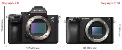 Größenvergleich: Sony Alpha 7 III vs. Sony Alpha 6100 Größenvergleich: Sony Alpha 7 III vs. Sony Alpha 6100