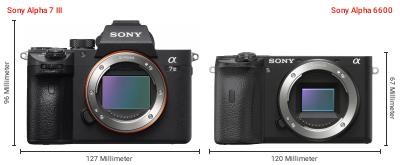 Größenvergleich: Sony Alpha 7 III vs. Sony Alpha 6600 Größenvergleich: Sony Alpha 7 III vs. Sony Alpha 6600