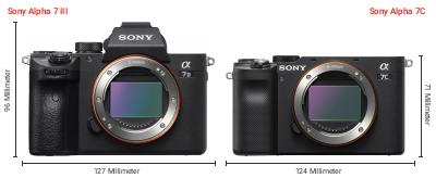 Größenvergleich: Sony Alpha 7 III vs. Sony Alpha 7C Größenvergleich: Sony Alpha 7 III vs. Sony Alpha 7C