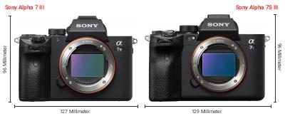 Größenvergleich: Sony Alpha 7 III vs. Sony Alpha 7S III Größenvergleich: Sony Alpha 7 III vs. Sony Alpha 7S III