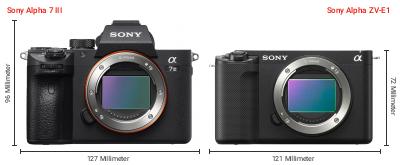 Größenvergleich: Sony Alpha 7 III vs. Sony Alpha ZV-E1 Größenvergleich: Sony Alpha 7 III vs. Sony Alpha ZV-E1