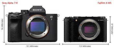 Größenvergleich: Sony Alpha 7 IV vs. Fujifilm X-M5