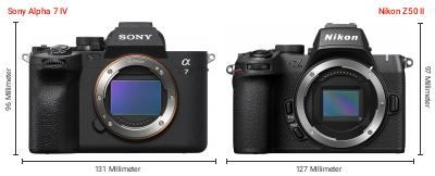 Größenvergleich: Sony Alpha 7 IV vs. Nikon Z50 II Größenvergleich: Sony Alpha 7 IV vs. Nikon Z50 II