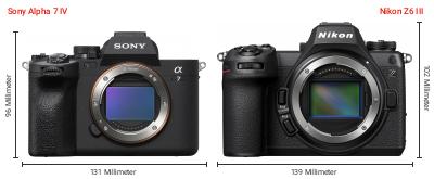 Größenvergleich: Sony Alpha 7 IV vs. Nikon Z6 III Größenvergleich: Sony Alpha 7 IV vs. Nikon Z6 III