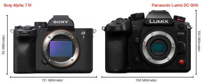 Größenvergleich: Sony Alpha 7 IV vs. Panasonic Lumix DC-GH6 Größenvergleich: Sony Alpha 7 IV vs. Panasonic Lumix DC-GH6