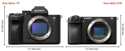 Größenvergleich: Sony Alpha 7 IV vs. Sony Alpha 6700 Größenvergleich: Sony Alpha 7 IV vs. Sony Alpha 6700