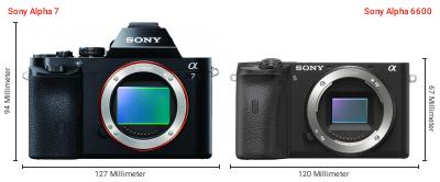Größenvergleich: Sony Alpha 7 vs. Sony Alpha 6600 Größenvergleich: Sony Alpha 7 vs. Sony Alpha 6600