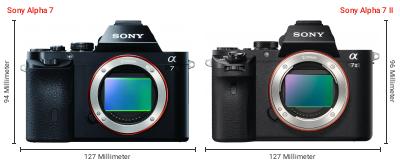 Größenvergleich: Sony Alpha 7 vs. Sony Alpha 7 II Größenvergleich: Sony Alpha 7 vs. Sony Alpha 7 II