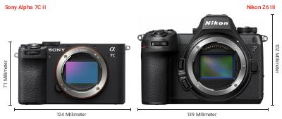Größenvergleich: Sony Alpha 7C II vs. Nikon Z6 III Größenvergleich: Sony Alpha 7C II vs. Nikon Z6 III