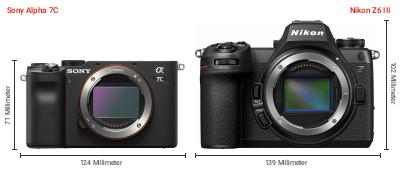 Größenvergleich: Sony Alpha 7C vs. Nikon Z6 III Größenvergleich: Sony Alpha 7C vs. Nikon Z6 III