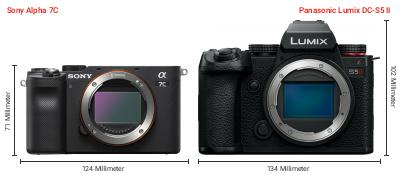 Größenvergleich: Sony Alpha 7C vs. Panasonic Lumix DC-S5 II Größenvergleich: Sony Alpha 7C vs. Panasonic Lumix DC-S5 II