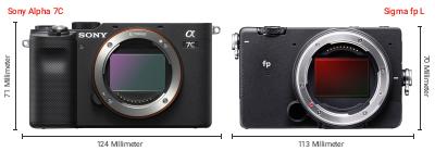 Größenvergleich: Sony Alpha 7C vs. Sigma fp L Größenvergleich: Sony Alpha 7C vs. Sigma fp L