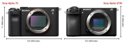 Größenvergleich: Sony Alpha 7C vs. Sony Alpha 6700 Größenvergleich: Sony Alpha 7C vs. Sony Alpha 6700
