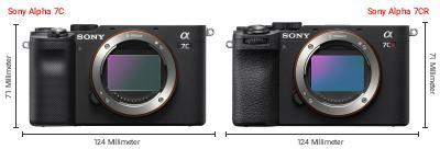 Größenvergleich: Sony Alpha 7C vs. Sony Alpha 7CR Größenvergleich: Sony Alpha 7C vs. Sony Alpha 7CR