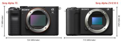 Größenvergleich: Sony Alpha 7C vs. Sony Alpha ZV-E10 II