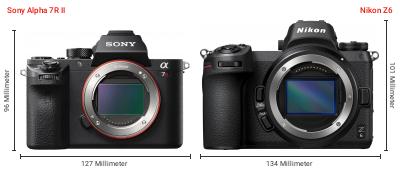 Größenvergleich: Sony Alpha 7R II vs. Nikon Z6 Größenvergleich: Sony Alpha 7R II vs. Nikon Z6