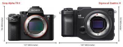 Größenvergleich: Sony Alpha 7R II vs. Sigma sd Quattro H Größenvergleich: Sony Alpha 7R II vs. Sigma sd Quattro H