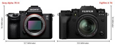 Größenvergleich: Sony Alpha 7R III vs. Fujifilm X-T4 Größenvergleich: Sony Alpha 7R III vs. Fujifilm X-T4