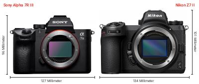 Größenvergleich: Sony Alpha 7R III vs. Nikon Z7 II Größenvergleich: Sony Alpha 7R III vs. Nikon Z7 II