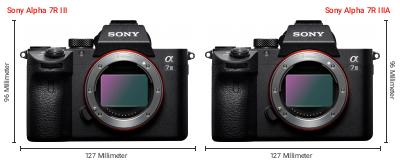 Größenvergleich: Sony Alpha 7R III vs. Sony Alpha 7R IIIA Größenvergleich: Sony Alpha 7R III vs. Sony Alpha 7R IIIA