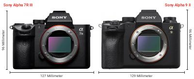 Größenvergleich: Sony Alpha 7R III vs. Sony Alpha 9 II Größenvergleich: Sony Alpha 7R III vs. Sony Alpha 9 II