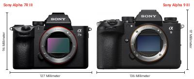 Größenvergleich: Sony Alpha 7R III vs. Sony Alpha 9 III Größenvergleich: Sony Alpha 7R III vs. Sony Alpha 9 III